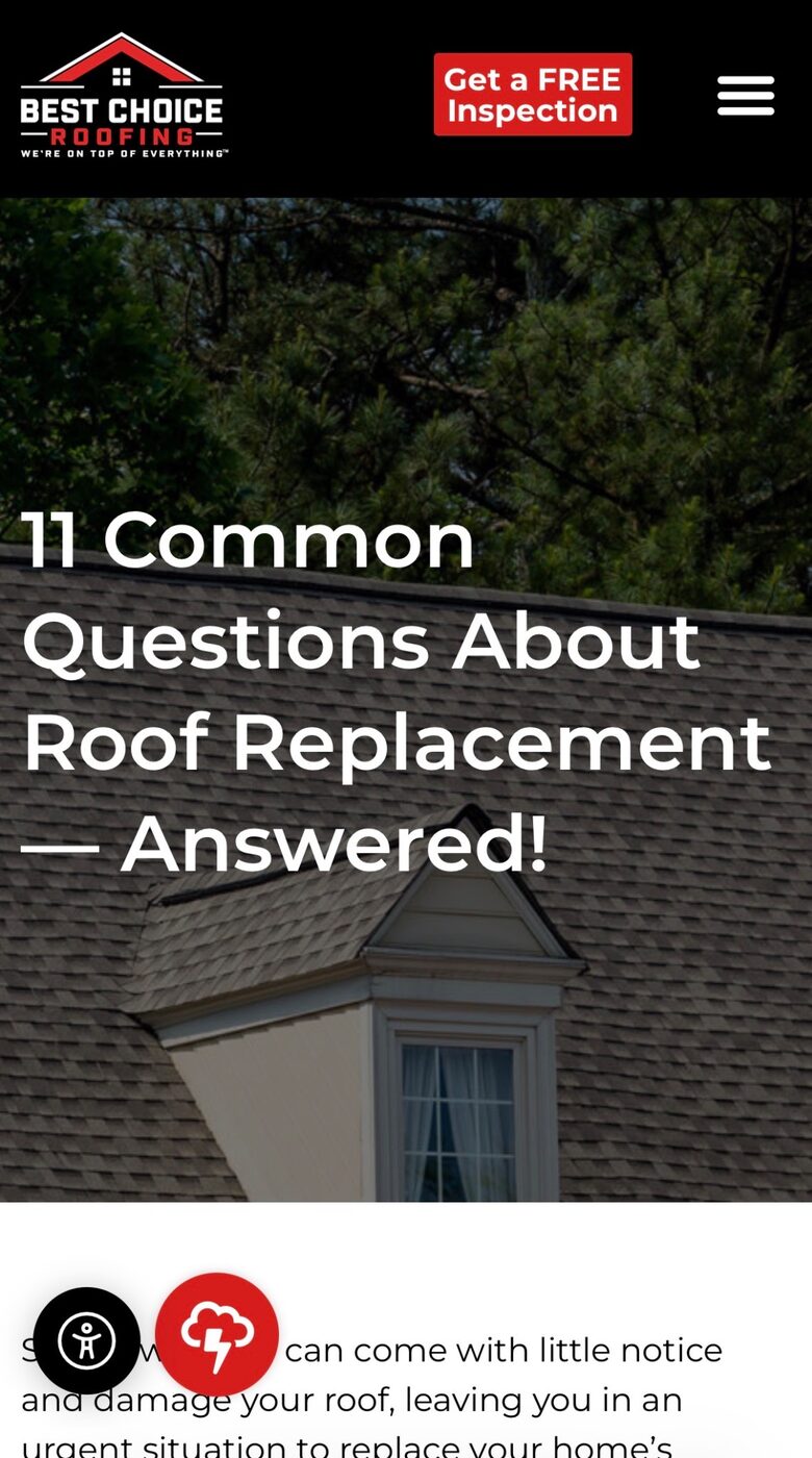 Roofing company roof replacement FAQ page